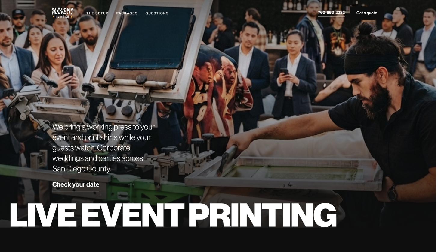 Live Event Printing landing page