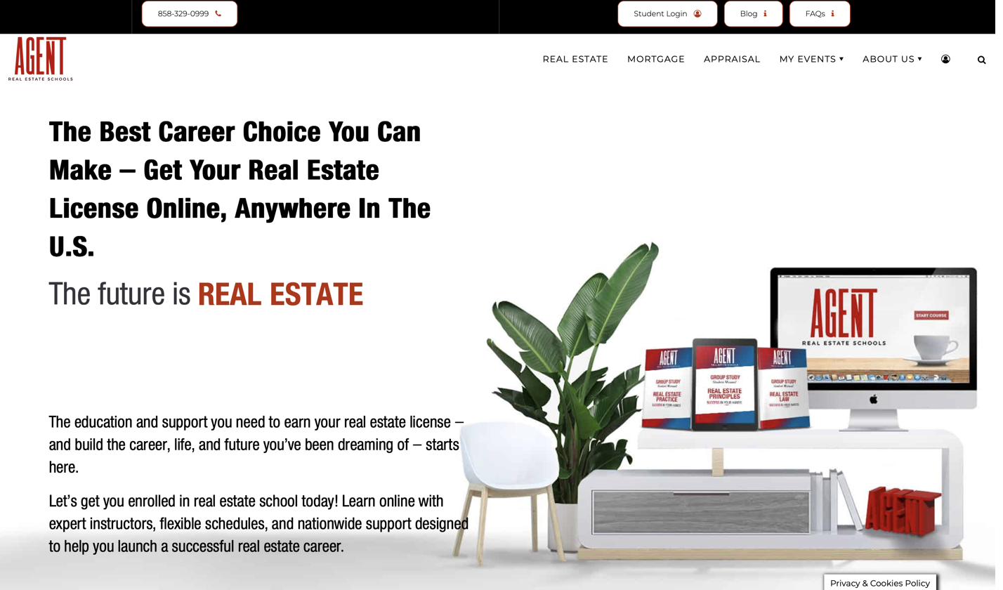 Agent Real Estate Schools website