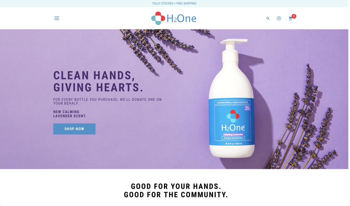 H2One website homepage